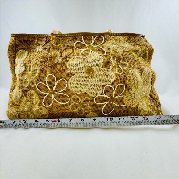 Embroidered Beaded Handbag Kanishka Hemp Sack Floral Design India Unique Rare - Picture 10 of 10